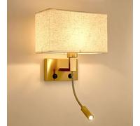 Pilanp Applique da Parete in Oro Lampada da Parete per Interni Moderna in Tessuto con Interruttore Lampade da Parete sul Comodino per Il corridoio del Soggiorno della Camera da Letto