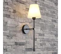 Pilanp Applique da Parete per Interni Lampada da Parete Rustica di metà secolo Lampada da Parete per Bagno con Paralume in Tessuto Bianco per Il corridoio del Soggiorno della Camera da Letto