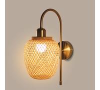 Pilanp Lampada da Parete in Rattan Vintage Applique da Parete Cablata da Fattoria Lampada da Parete in bambù Intrecciato A Mano per Soggiorno Camera da Letto Ristorante Scale Luci da Parete