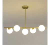 Pilanp Lampadario lineare a 6 luci Lampadari da 33 Pollici in Vetro Bianco Globo Lampadario da Interno Nordico per Sala da Pranzo Ufficio Cucina Isola Illuminazione Moderna a Sospensione a LED