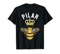 Pilar Nome Pilar Regali di compleanno Queen Crown Bee Pilar Maglietta