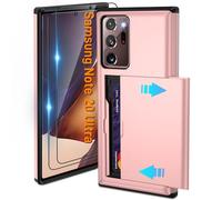 Pilaru Custodia scorrevole per Samsung Note 20 Ultra | Slot per schede nascoste | 2 protezioni per lo schermo | Cover protettiva a portafoglio antiurto | Design a doppio strato durevole per Galaxy