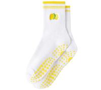 Pilates - Calzini da donna per yoga, antiscivolo, per pilates, antiscivolo, con gommini antiscivolo per balletto, barre, danza, trampolino, ospedale, fitness a casa, 1 confezione, giallo - limone