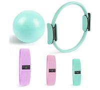 Pilates Equipment, Pilates Ring and Ball Set: Yoga Ring, Ball, 3pcs Booty Bands, for Full-Body Toning Stretching & Strength Training (green)