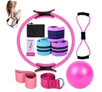 Pilates Essentials Kit for Women, 11-Piece Better Me Pilates Essentials Kit for Women, Booty Bands for Working Out Glutes Yoga Ball 25cm Figure 8 Resistance Band Yoga Bands for Stretching (Pink)