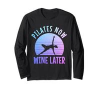 Pilates Ora Vino più Tardi Divertente Yoga Pilates Istruttore Sport Maglia a Manica