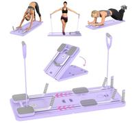Pilates Reformer Set, 5 in 1 Pilates Reformer Macchina per Casa con Contatore LED, Rullo Automatico per Muscoli Addominali Rimbalzo, Pilates Riformer Board Multifunzione per Esercizi Domestici (Viola)