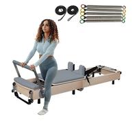 LVYWEX Pilates Reformers,Macchina Pilates Pieghevole per Casa di Legno Attrezzatura per Esercizi di Yoga per Allenamento di Forza(Gray)
