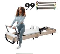 LVYWEX Pilates Reformers,Macchina Pilates Pieghevole per Casa di Legno Attrezzatura per Esercizi di Yoga per Allenamento di Forza(White)