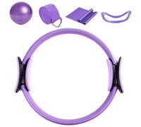 Pilates Ring Set | Pilate Essential Kit con | 3 fasce di resistenza | Mini Ball | Poster per allenamento, borsa portatile | Esercizi di base, fitness, allenamento della | Donne, casa, studio