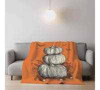 Pile di Flanella Graffiti Coperta in pile Cartone Animato Chauve-souris Zucca Lightweight for All Season Blanket per Letto Divano Sedia e Divano 180 x 200cm,Orange Bianco