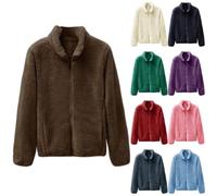 Pile Donna Calda con Cappuccio Zippato, Giacche Da Trekking Soffici Confortevole Teddy, Giacca Cappotto per la Casa Giacca con Zippe, Cappotto Casual Tinta Unita Cappotti All'aperto Caldo L-4Xl, Nero