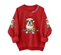 Pile Donna,Gonna Natalizia Donna,Christmas Sweatshirts for Women Cute Xmas Graphic Print Sweatshirt Long Sleeve Cute Holiday Pullover Tops Felpe Ragazza Larghe (Yellow, XL)