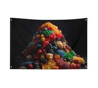Pile of Colorful Caramelle Bandiera 61 x 88,9 cm No Fade Bandiera di benvenuto Giardino Cortile Casa Bandiere Decorative Giardino Cortile Cartello Interno Esterno Banner Party Home Decor