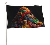 Pile of Colorful Cardies Flag 119,4 x 177,8 cm, stampa su entrambi i lati, bandiera decorativa da giardino, non sbiadisce, con occhielli in ottone da appendere, sfondo fotografico per interni ed