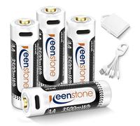 Pile Ricaricabili AA USB, Keenstone 3500mWh Litio AA LR6 HR6 1,5V Tensione Costante Carica Diretta Tramite cavo micro USB 4 in 1