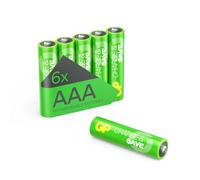 Pile ricaricabili AAA NiMH 650 mAh - Confezione da 6| GP Charge&Save|Pronte all’uso, lunga durata, resistenti alle temperature estreme | Ideali per telefoni cordless, lampade, accessori PC, giocattoli