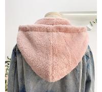 Pile Unisex Staccabile Cappotto Bottoni Su Cappello Finta con Cappuccio Colletto
