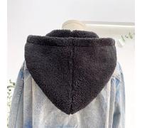 Pile Unisex Staccabile Cappotto Bottoni Su Cappello Finta con Cappuccio Colletto