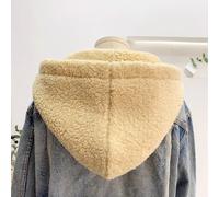 Pile Unisex Staccabile Cappotto Bottoni Su Cappello Finta con Cappuccio Colletto