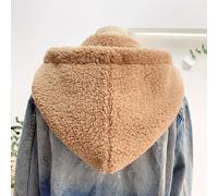 Pile Unisex Staccabile Cappotto Bottoni Su Cappello Finta con Cappuccio Colletto