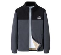 Pile Uomo Montagna, Giacca Invernale Imbottita Ispessita da Uomo in Stile Casual con Colletto Alto e Tasche, a Blocchi di Colore (Dark Gray, XXXXL)