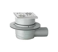 Piletta a pavimento con sifone ribassato in polipropilene con griglia inox 105×