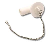 Piletta ad Angolo per Lavello Camper o Roulotte Scarico da 25mm, Plastica Bianca con Tappo e Catenella in Metallo, Guarnizione in Gomma Nera