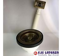 PILETTA BASKET 3"½ CON TROPPO PIENO RET. LAVELLO CUCINA INCASSO OTTONE BRONZATO