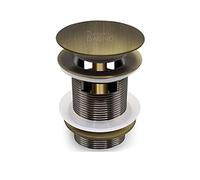 Piletta click clack lavabo, automatica ottone bronzato 1" 1/4 universale per lavandino bagno e bidet, colore bronzo anticato brunito, finitura bronzata, diametro 40 mm, con foro troppopieno