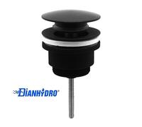 PILETTA CLICK-CLACK NERO OPACO PER LAVABO E BIDET DA 1"1/4 UNIVERSALE AUTOMATICA