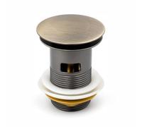Piletta Click Clack Universale Bronzo Spazzolato per Lavabo e Bidet | Ø 1"1/4, Scarico in Ottone, Chiusura a Pressione, Con Troppo Pieno