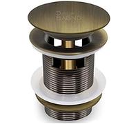 Piletta Click Clack Universale Bronzo Spazzolato per Lavabo e Bidet Ø 1"1/4 - Scarico in Ottone con Chiusura a Pressione - Con Troppo Pieno