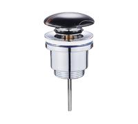 Piletta Di Scarico Universale Click Clack In Acciaio Con Tappo In Ceramica Nera Effetto Marmo, Compatibile Sia Con Fori Troppo Pieno Che Senza