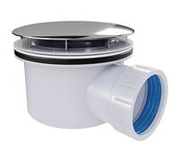 Piletta Doccia Ø 90 mm Con Coperchio Cromato Ispezionabile Scarico Per Piatto Doccia Slim E Standard Facile Da Montare Bianco e Argento