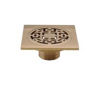 Piletta Doccia A Pavimento Scarichi a pavimento Ottone spazzolato dorato 10×10 CM Accessori for il bagno Doccia quadrata Scarico a Sifone Griglia for rifiuti con filtro for capelli(B)