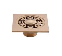 Piletta Doccia A Pavimento Scarichi a pavimento Ottone spazzolato dorato 10×10 CM Accessori for il bagno Doccia quadrata Scarico a Sifone Griglia for rifiuti con filtro for capelli(A)