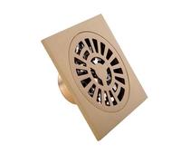 Piletta Doccia A Pavimento Scarichi a pavimento Ottone spazzolato dorato 10×10 CM Accessori for il bagno Doccia quadrata Scarico a Sifone Griglia for rifiuti con filtro for capelli(E)