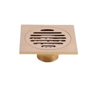 Piletta Doccia A Pavimento Scarichi a pavimento Ottone spazzolato dorato 10×10 CM Accessori for il bagno Doccia quadrata Scarico a Sifone Griglia for rifiuti con filtro for capelli(D)