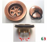 PILETTA GATTINARA " 100% OTTONE " DA Ø 80 MM. SCARICO DA 1½" RAMATO - RAME