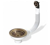 Piletta in ottone anticato per lavello con troppo pieno rotondo estensibile diametro 11.4 cm