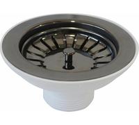 Piletta pilettone di scarico tipo basket per lavello lavabo senza troppo pieno, con attacco da 1"1/2 e Foro da Ø 90mm, Pilettone Ø 114mm, piletta standard in acciaio PVD Nero con vite e cestello