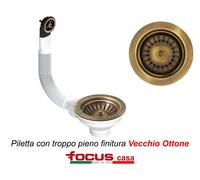 Piletta pilettone lavello cucina Vecchio Ottone con troppo pieno