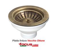 Piletta pilettone per lavello cucina Vecchio Ottone senza troppo pieno
