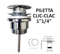 Piletta scarico per lavabo e bidet click clack pop up universale D.61 x 1"1/4"