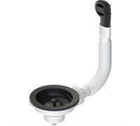 Piletta tappo cestello lavello acciaio d114 x 54mm con troppo pieno nero opaco 1 1/2