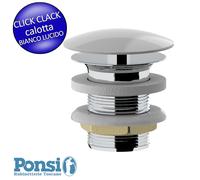ERCOS Piletta Click Clak Per Lavabo Bagno, Calotta In Ceramica , Colore Bianco lucido