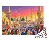Pilgrimage Crowds Puzzle 1000Pc Riciclato Material An-Nabawi Puzzle for Anziani Accessori per Gioco di Puzzle Interesting Family Game Props for Adulti 38x26cm/1000pcs