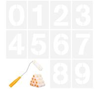 Pilikoll 10 Pezzi 30cm Stencil con Numeri Grandi con Mini Rullo di Vernice Grande Numero 0 a 9 Stencil Riutilizzabili stencil con numeri in Plastica per Pittura DIY Mailbox Segnali Road Parking Lot