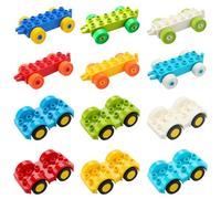 Pilikoll 12 Pezzi Set di Blocchi da Costruzioni del Veicolo con 6 Giocattoli per Auto, 6 Giocattoli per Rimorchi Blocchi da Costruzioni Bambini per Tasca di festa Kinder Füller